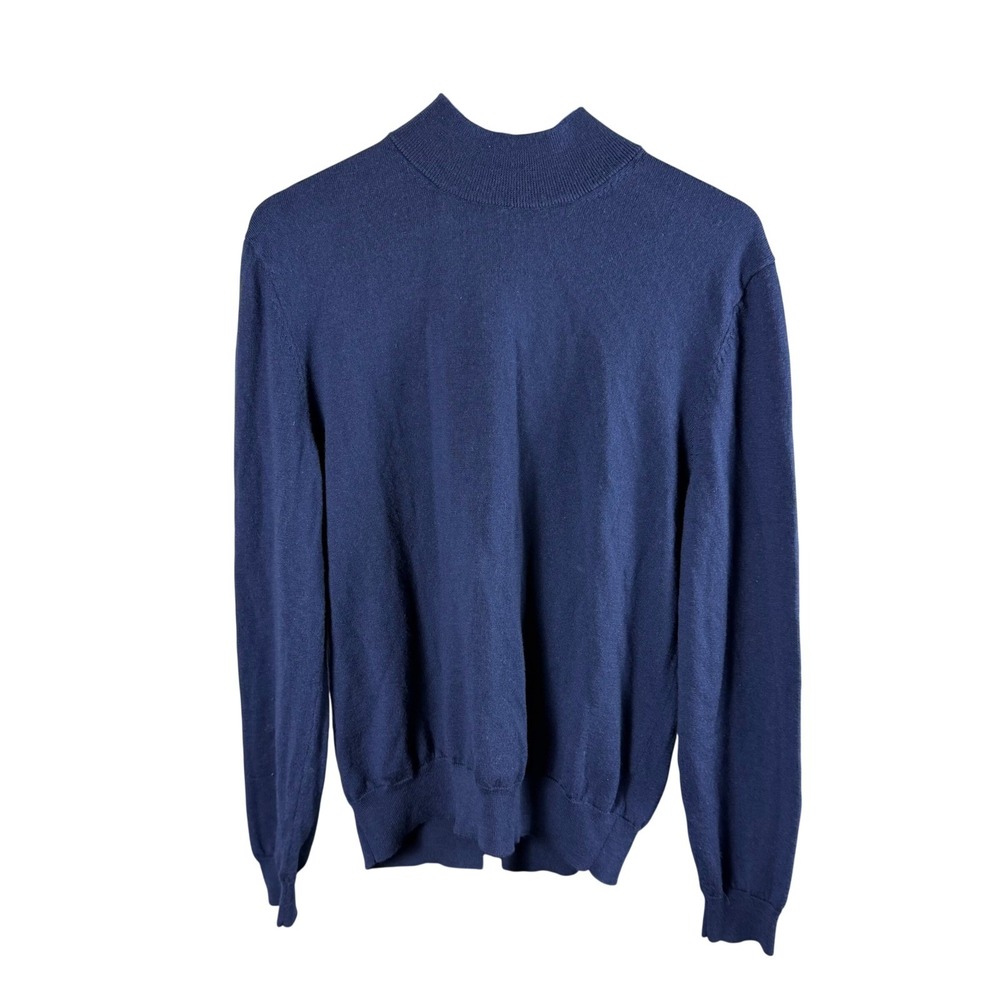 Jos A Bank Traveler Mens XL Navy Blue 100% Merino Wool Mock Neck Sweater RN31608
